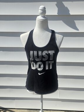 Nike Black Tank with Silver 'JUST DO IT' Graphic